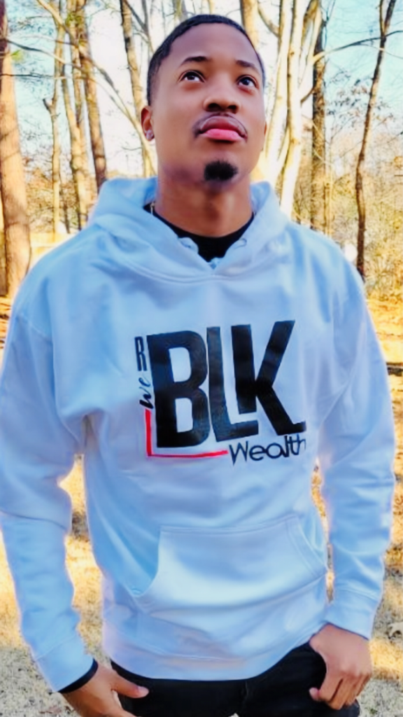 We R Blk Wealth on Echelon Local %%sep%% A Brand For The Culture | Building Black Generational Wealth | Embossed Hoodies, Crewnecks & T-shirts, as well as Printed Hoodies, Crewnecks & T-shirts. | White Printed Hoodie with Black Lettering
